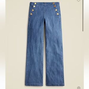 J crew 4 Stylish Blue Wide-Leg Pants with Gold Buttons new